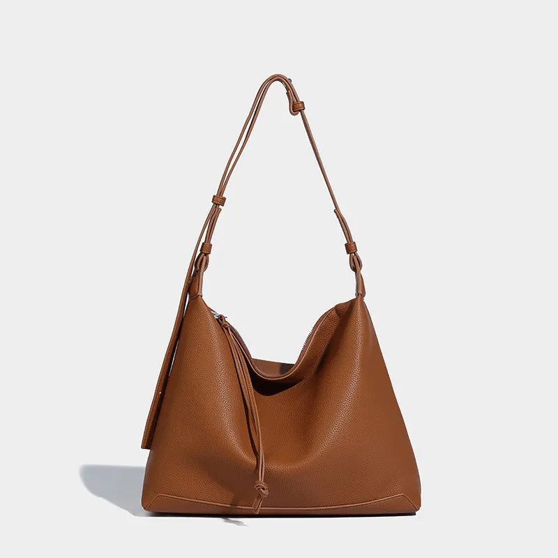 Soft PU messenger bag in caramel colour with crossbody strap
