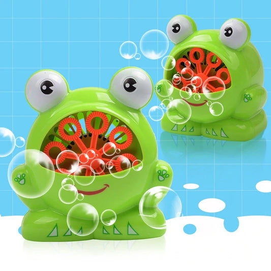 Green Frog Automatic Bubble Machine Gun with lights and music for outdoor play