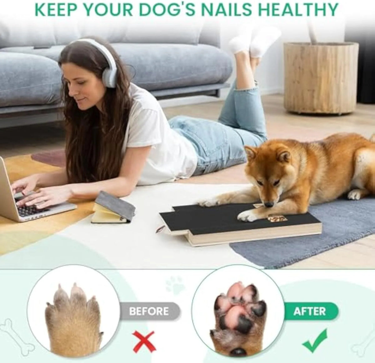 Dog nail scratch board with treat drawer for natural nail trimming