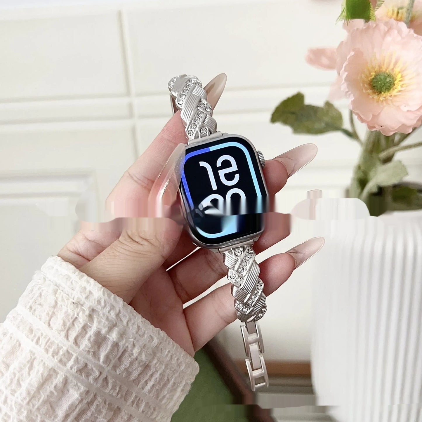 Twist diamond pattern zinc alloy watch strap in multiple colours for Apple Watch compatibility