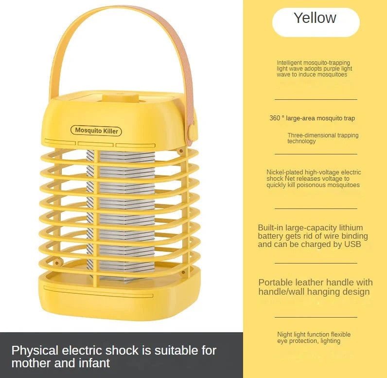 Rubik's Cube Mosquito Killer Lamp in yellow and black with USB charging