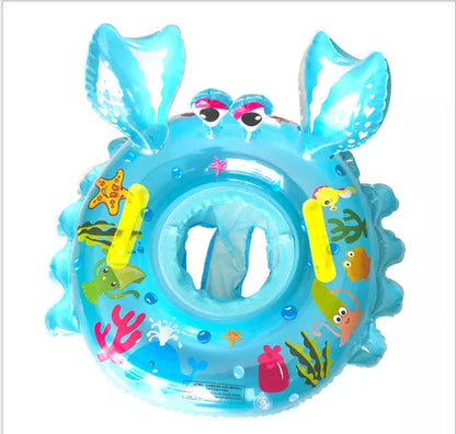 Cartoon crab inflatable swimming ring for children in blue and pink