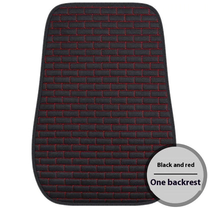 Linen car seat cushion three-piece protective pad with ventilation and sponge filler in black, black and red, grey, brown, or beige