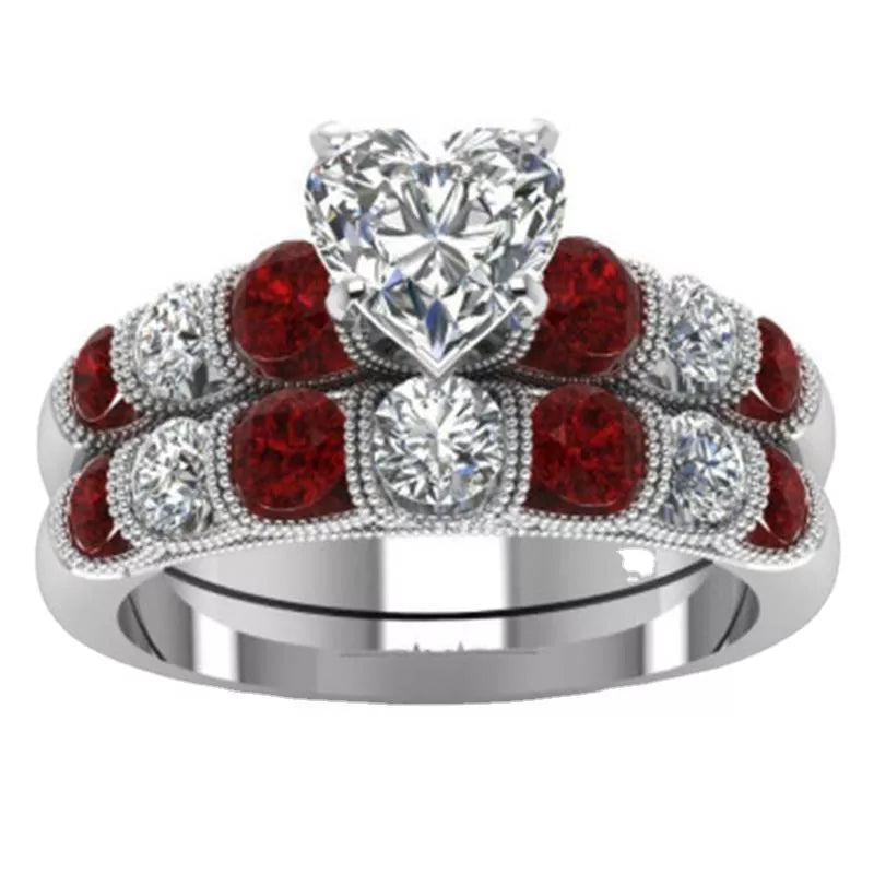 Heart-shaped diamonds fashion set ring in alloy, sizes 6-12