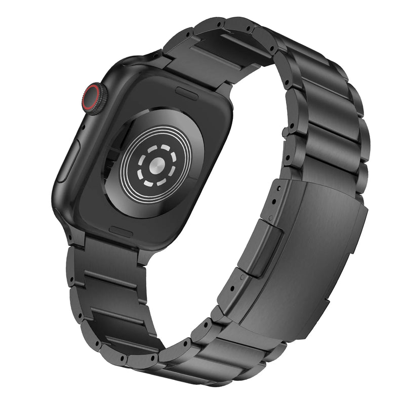 Titanium Replacement Watch Strap for Apple Watch, Titanium Alloy Wristband, 204mm Length, Folding Buckle, Black or Silver, 38mm 40mm 41mm 42mm 44mm 45mm 49mm