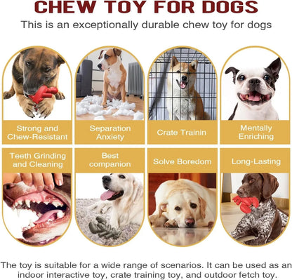 Red dog chew toy for aggressive chewers, measuring 170mm by 132mm by 57mm, for large and medium dogs