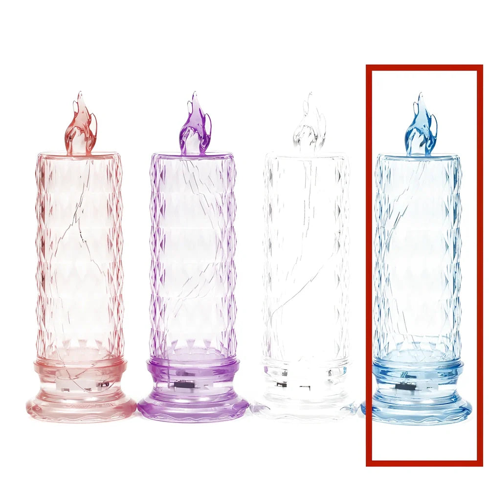 LED electronic candle light in transparent colour with diamond pattern, 15cm height