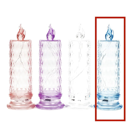 LED electronic candle light in transparent colour with diamond pattern, 15cm height