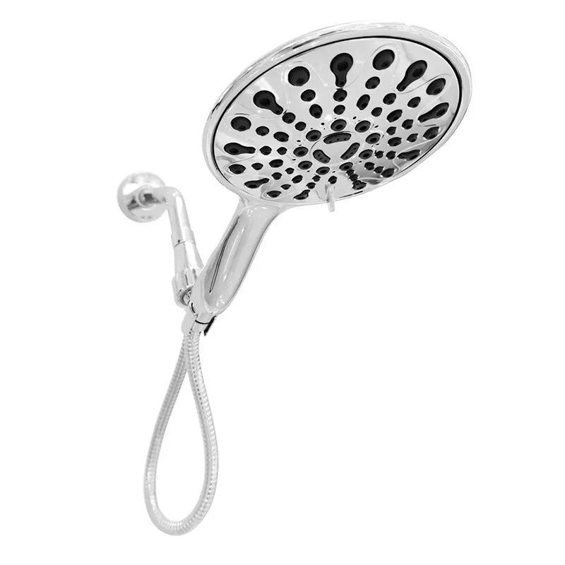 6-inch handheld shower head with electroplated finish and six spray function selector