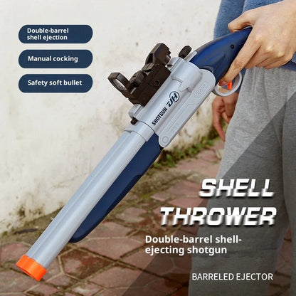 Double-barreled S686 shell-ejecting toy shotgun folded to 40cm with 20 soft bullets