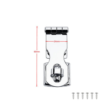 Silver stainless steel lock latch bolt with mirror finish for doors and cabinets.