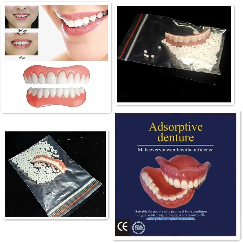 Silicone simulation smile dentures for dental training with upper and lower teeth colour differentiation