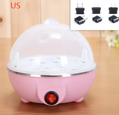Blue intelligent egg cooker with transparent lid and measuring cup for steam cooking