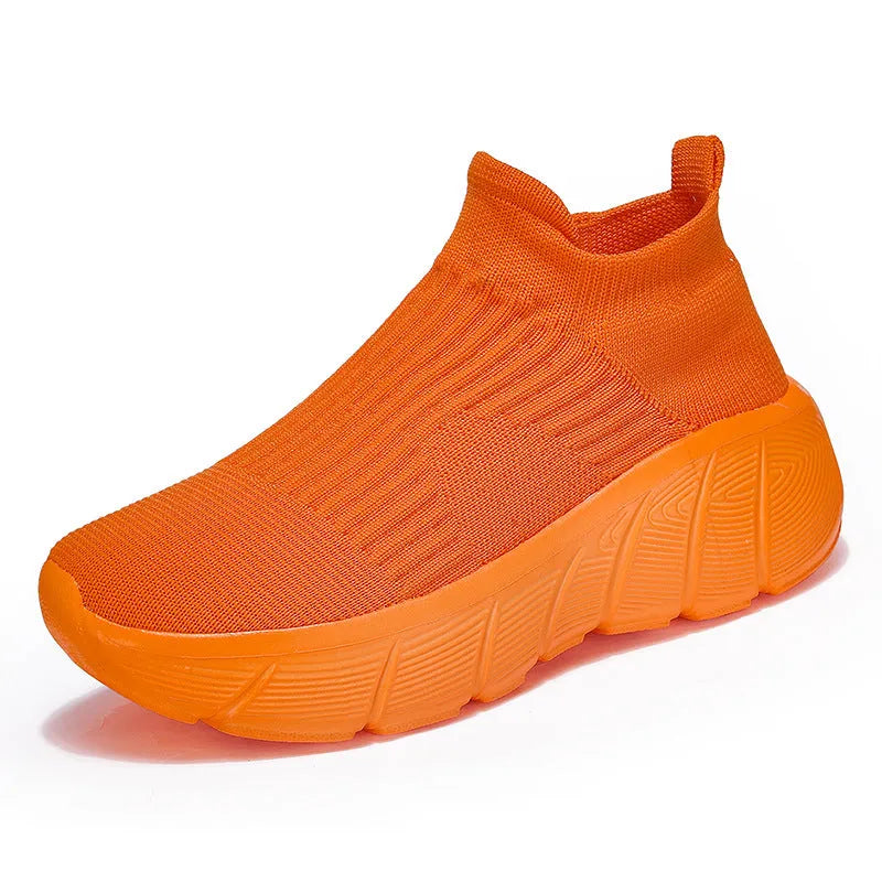 Men's slip-on sneakers with thick sole, mesh inner, rubber sole, black colour, size 36-45