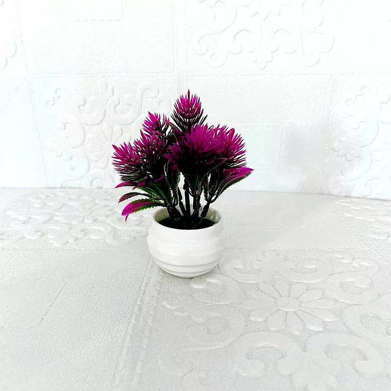 Simulated bonsai plant ornament in vibrant colors for home decor