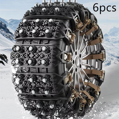 Universal rubber snow nonskid chains for car tires in yellow and black
