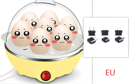 Blue intelligent egg cooker with transparent lid and measuring cup for steam cooking