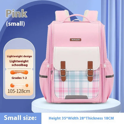 Navy blue student backpack with multiple pockets, made from durable oxford cloth for school children.
