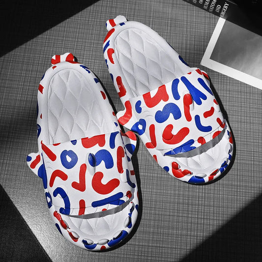 Shark-themed home slippers in EVA material, open-toe design, available in sizes 36-45 and multiple colours