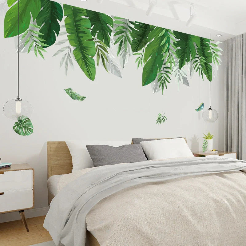 Nordic Green Plants Waterproof Wall Sticker for Bedroom Decoration