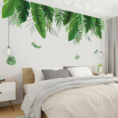 Nordic Green Plants Waterproof Wall Sticker for Bedroom Decoration