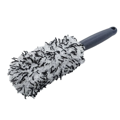 Long handled ultra-fine fibre wheel brush car wash brush for alloy wheel cleaning, available in blue, black, or red