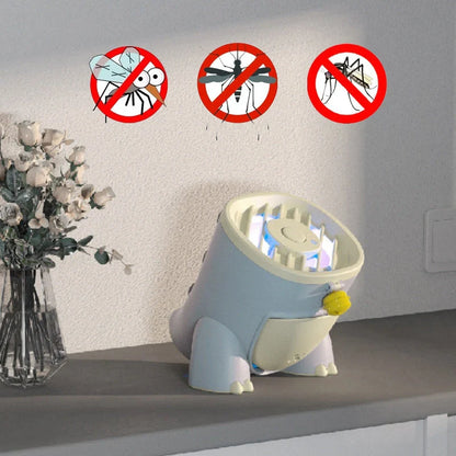 Dinosaur Mosquito Killing Lamp in pink, green, and blue options on a white background