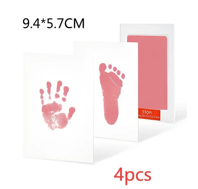 Disposable ink baby hand and foot print kit with six colour options and two size formats