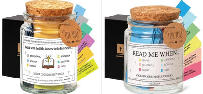 Bible Verses In A Jar glass container with 90 inspirational verses