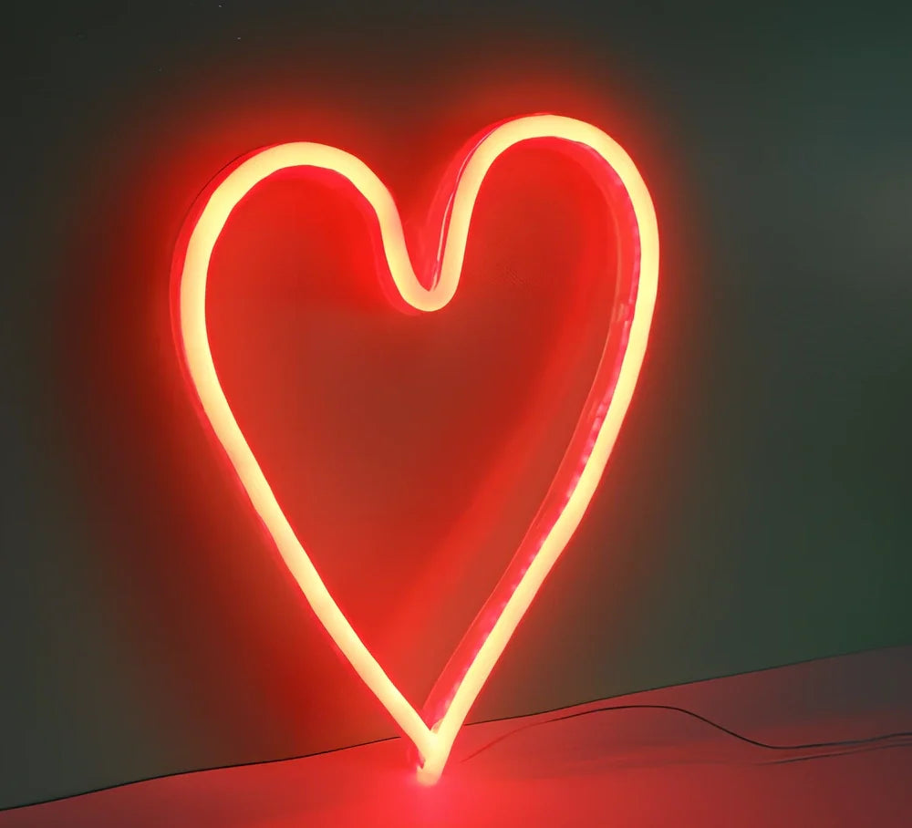 Hanging LED neon wall light in PVC, USB powered, sizes 100-600mm for home decor