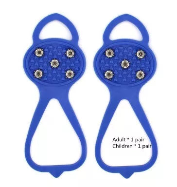 Unisex 5-toothed ice grippers for shoes, featuring durable rubber and steel teeth for superior traction on ice and snow.