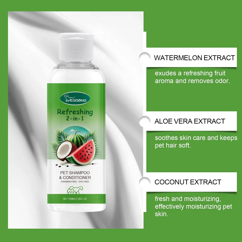 100ml pet 2-in-1 shampoo shower gel bottle with natural extracts, 3.8cm diameter