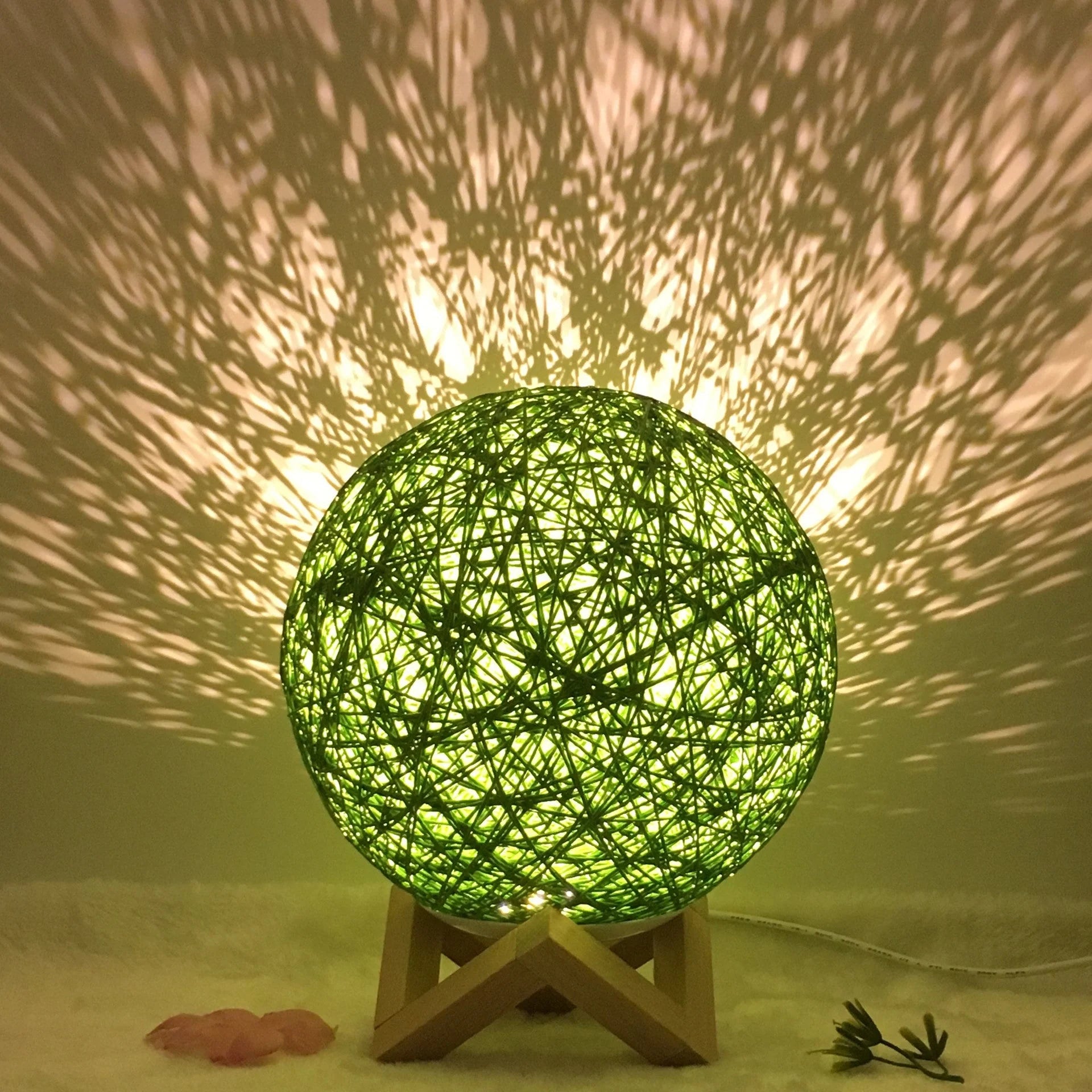 LED rattan table lamp with USB power and remote control in various colors