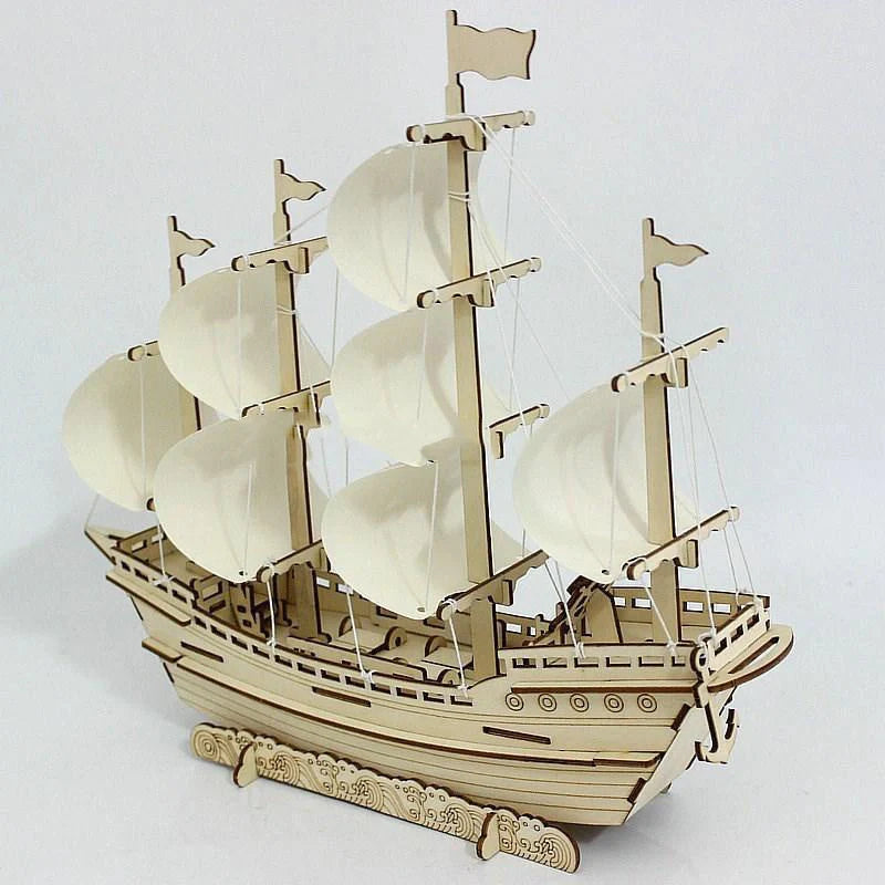 Wooden sailboat model DIY kit with 78 parts for assembly and decoration