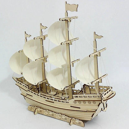 Wooden sailboat model DIY kit with 78 parts for assembly and decoration