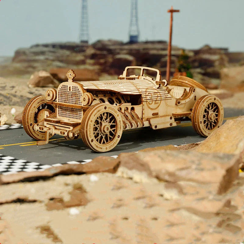 3D wooden train puzzle kit with 308 interlocking pieces for a rewarding DIY building experience