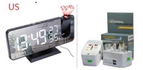 Multifunctional Radio Projection Alarm Clock with adjustable brightness and USB charging port