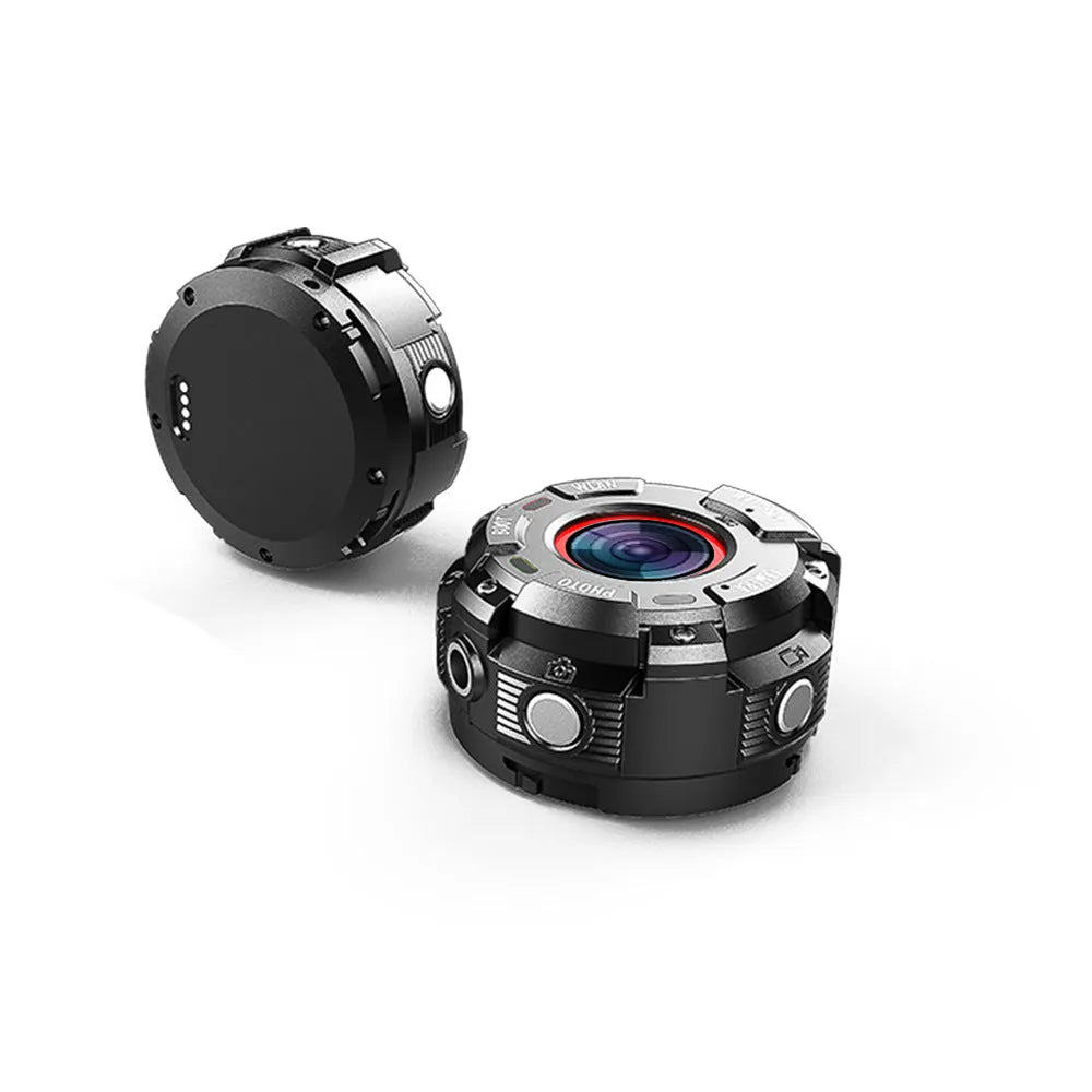 Black waterproof digital sports camera with 8MP resolution and 290mm length