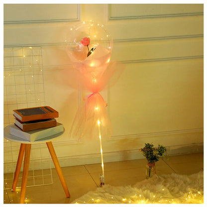 Enchanting LED-illuminated balloon bouquet with vibrant rose colors for any occasion