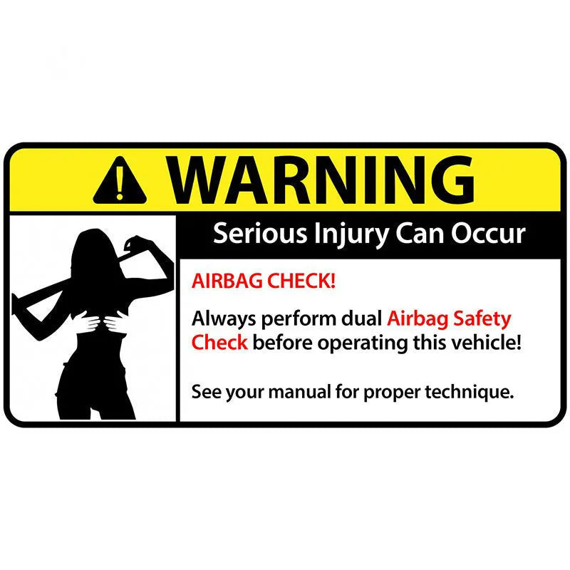 Funny comic car warning sticker measuring 13cm, showing one of eight colourful PVC designs.