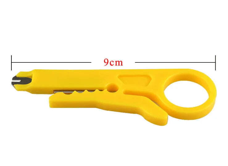 Mini Portable Wire Stripper with 0.6mm stripping diameter for electrical and network cable preparation, featuring a durable snap-in metal piece and robust rubber construction for reliable wire stripping and temporary cutting tasks.
