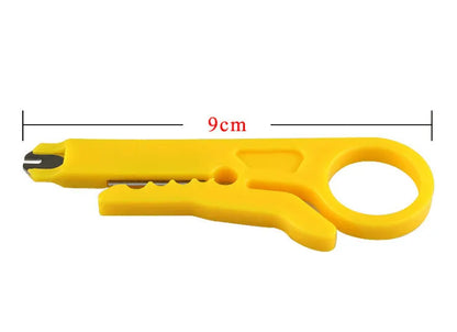 Yellowish rubber wire stripper with 0.6mm stripping diameter for electrical and network cable preparation