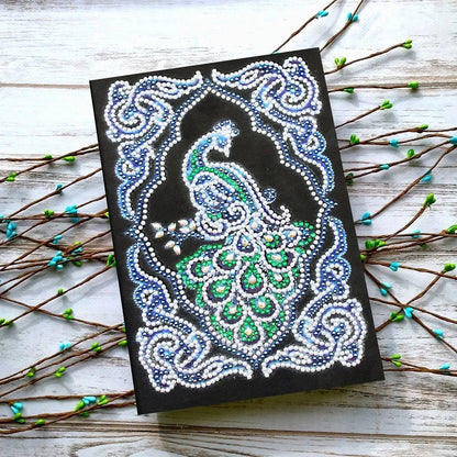 Peacock Beauty Journal Note Book with diamond painting design, A5 size 142x207x8mm, in OPP bag packaging
