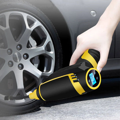 Powerful portable 12V digital air compressor for inflating tires, sports equipment, and more with automatic shut-off to prevent over-inflation