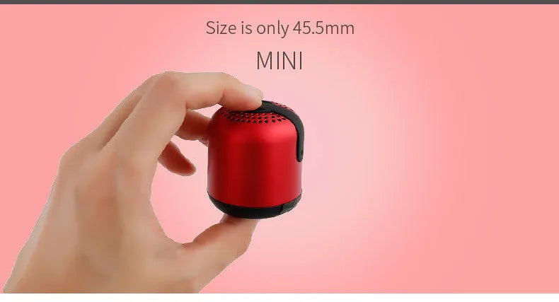 Hieha XQ11 cylindrical portable Bluetooth speaker in black, gold, pink, red, or silver.