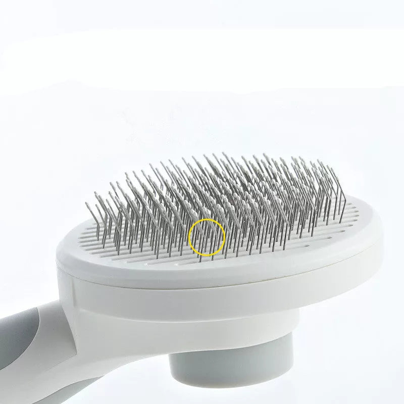 Round Handle Pet Passage Comb with stainless steel needles and self-cleaning feature