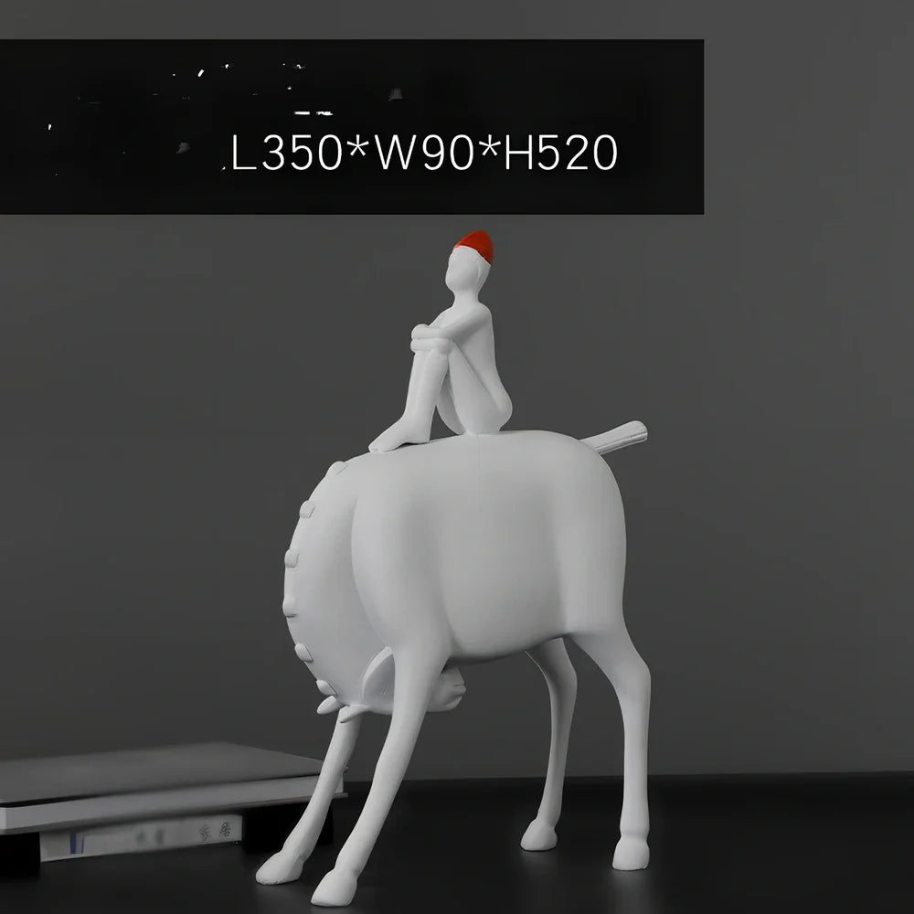 White resin animal ornament with modern simple style measuring 15cm height for children's room decor