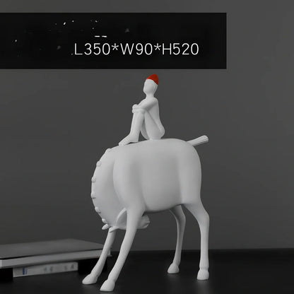 White resin animal ornament with modern simple style measuring 15cm height for children's room decor