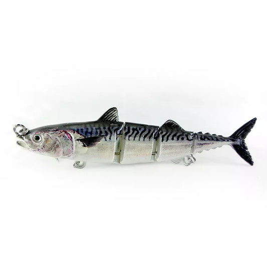 Four-section fishing bait simulation with 2 hooks for light and sea water fishing