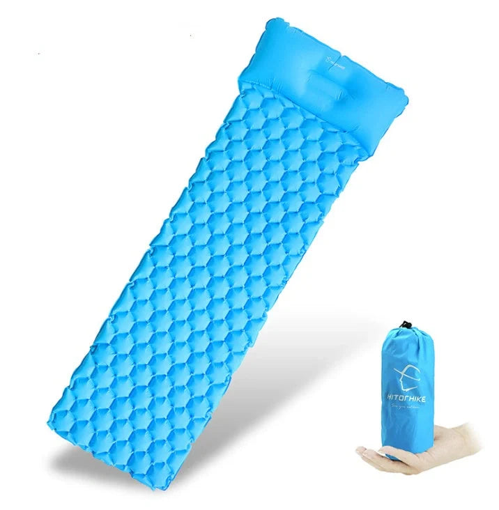 Cozy inflatable camping mattress with honeycomb design, perfect for outdoor adventures and comfortable sleep under the stars